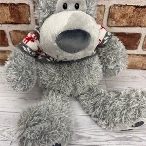 Gund Plush Slouchers Gray Bear Stuffed Toy Large 20" Beanbag Bottom Sweater